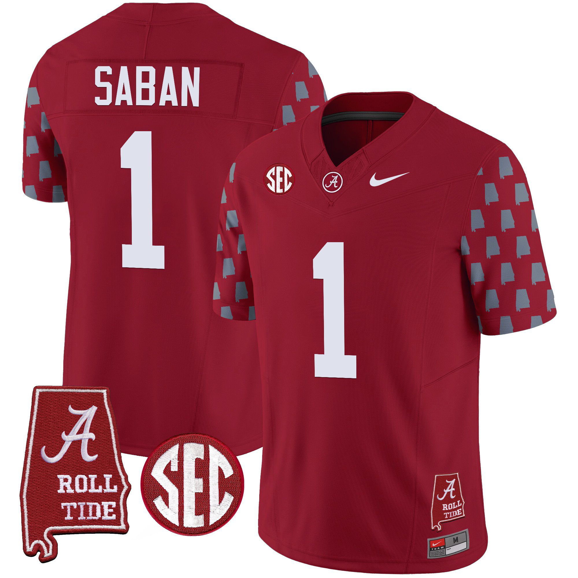 Men Alabama Crimson Tide #1 Saban Red Vapor Limited 2024 Nike NCAA Jersey